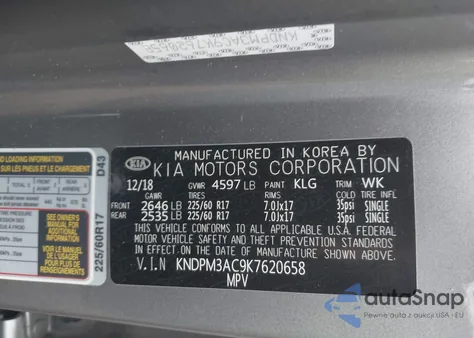 2019 Kia Sportage Lx из США, поврежденный, VIN KNDPM3AC9K7620658